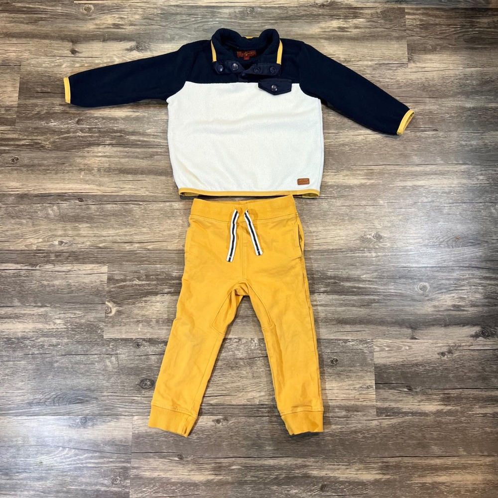 7 For All Mankind‎ Colorblock Toddler Outfit Set 2T Fleece Pullover Jogger Pants
